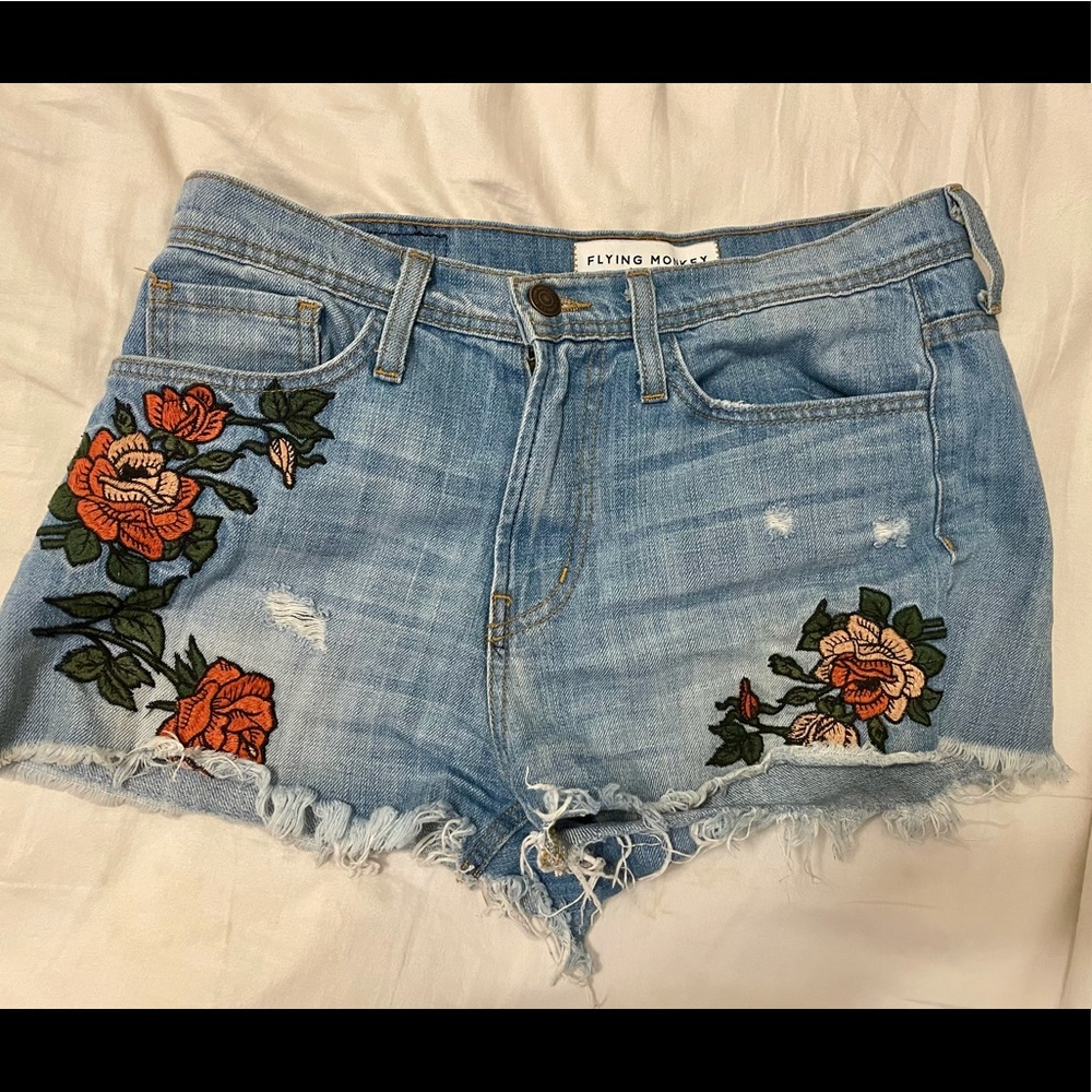 Flying monkey jean shorts